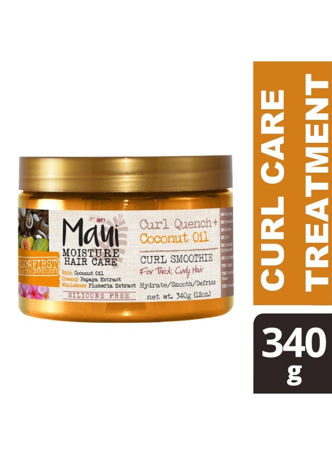 MAUI MOISTURE Maui Moisture Curl Quench + Coconut Oil Hydrating Curl Smoothie, Creamy Silicone-Free Styling Cream for Tight Curls, Braids, Twist-Outs & Wash & Go Styles, Vegan & Paraben-Free, 12 oz (Pack of 2)  - Image 3