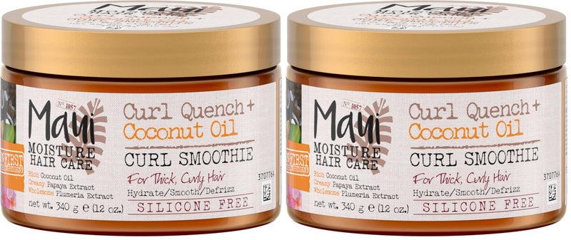 Maui Moisture Hydrating Curl Smoothie with Coconut Oil | For Tight Curls | Silicone-Free | Vegan | 12 oz Pack of 2 - Image 1