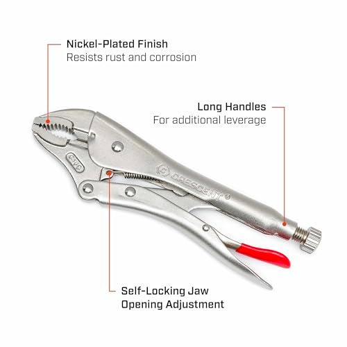 Crescent 5 Piece 5 Inch, 7 Inch & 10 Inch Curved Jaw & 6 Inch & 9 Inch Long Nose Locking Pliers with Wire Cutter - CLP5SETN - Image 2