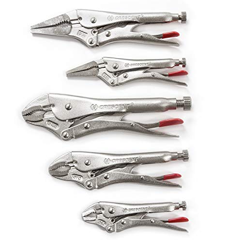 Crescent 5 Piece 5 Inch, 7 Inch & 10 Inch Curved Jaw & 6 Inch & 9 Inch Long Nose Locking Pliers with Wire Cutter - CLP5SETN - Image 3