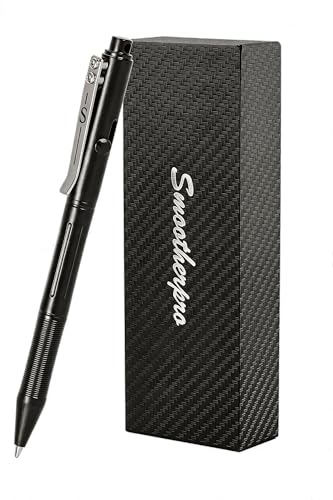 SMOOTHERPRO Stainless Steel Bolt Action Pen Compatible with Pilot G2 Refill Pocket Clip Heavy Weight for Tremor Parkinson Arthritic Hands Retro BlackRG338 - Image 1