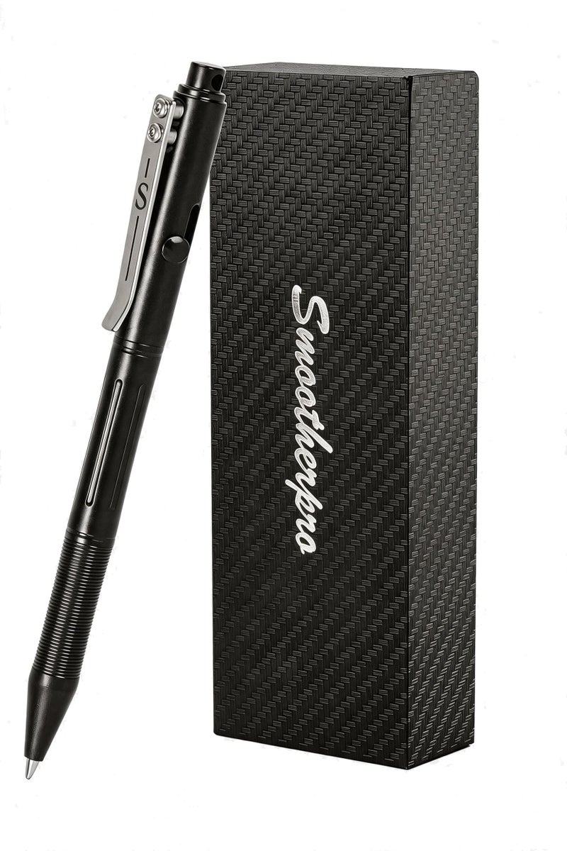 SMOOTHERPRO Stainless Steel Bolt Action Pen Compatible with Pilot G2 Refill Pocket Clip Heavy Weight for Tremor Parkinson Arthritic Hands Retro BlackRG338 - Image 2