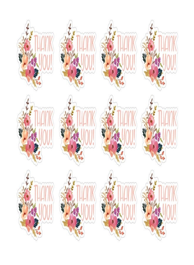 D2C Gift Wrap Stickers 1.5 inch Thank You with Flower Printed in Shape Sticker Labels for Gift Wrapping | Greeting Card Sticker | Decorative Craft Sealing Stickers (Pack of 36 pcs) - Image 1