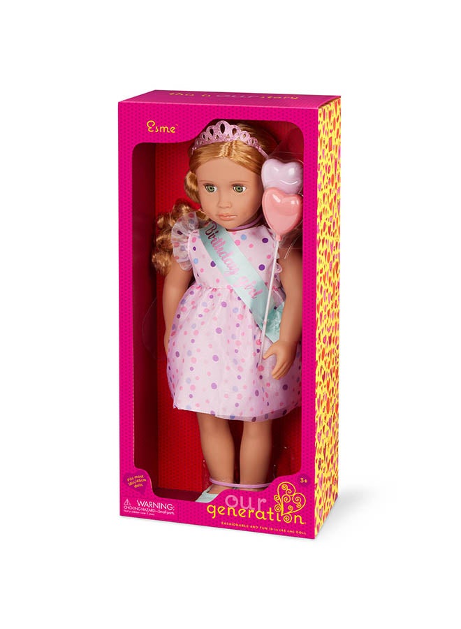 Our Generation Fashionable 18-inch Girl Doll with Frilly Party Dress & Shoes, Gifting Toys, Age 6+ years, Character-Esme - Image 1