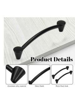 SYOSI 12 Pack Kitchen Door Handles 128mm Hole Centre Cupboard Door Handles Furniture Drawer Pulls Knobs Wardrobe D Handle Vintage Black Cabinet Handles for Bedroom Bathroom Dresser Screws Included  - Image 5