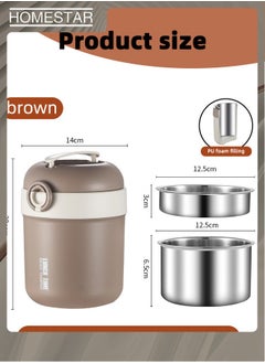 HOMESTAR 304 Stainless Steel Double Layer Thermal Lunch Box Food Storage Container Portable Soup Box for Worker Student Coffee  - Image 3