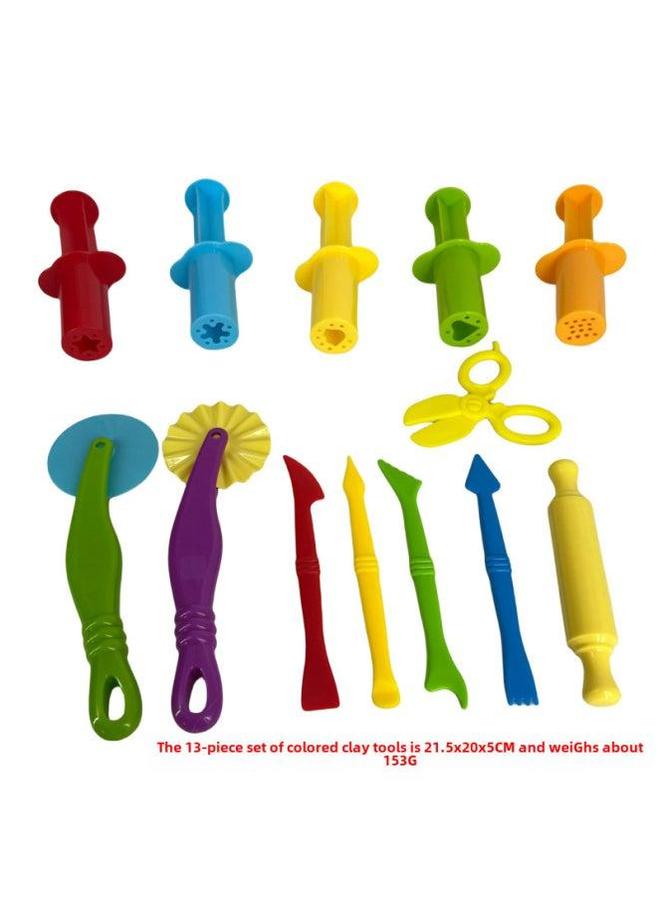 Creative Art Class Color Clay Playdough Children's 12 Piece Large Tool Set Includes Pinch Pot Noodle Machine Other Tools-Specifications:13 Pieces Of Mud Mold As Shown In The Figure