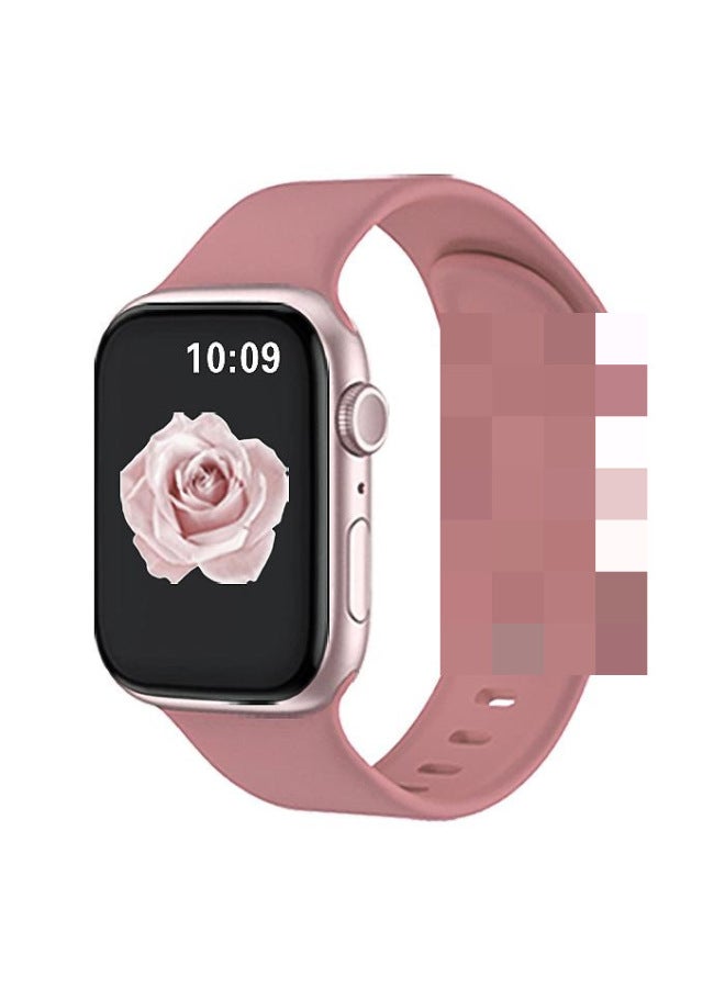 For Apple Silicone Strap Iwatch Strap Apple Watch With Butterfly Buckle 8 Buckle Apple Strap Bag Buckle-Color:Gray Rose-Specifications:38/40/41mm Small Size - Image 1