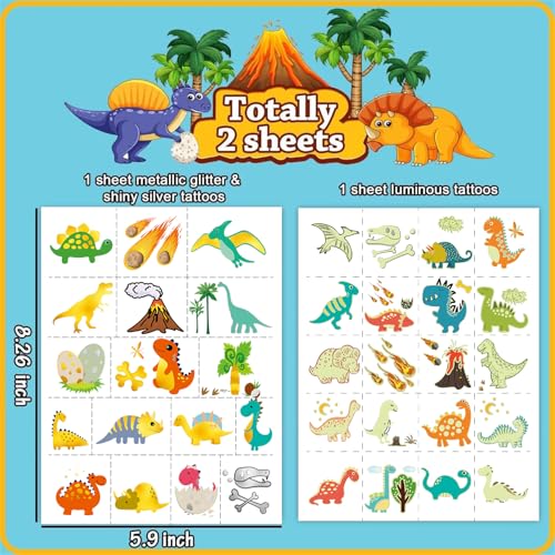Leesgel Temporary Tattoos for Kids - Dinosaur Fake Tattoos for Birthday Decoration, Party Favors, Prizes for Classroom, Trick or Treat, Goodie Bag Stuffers, Stocking Stuffers and Gifts-37 Styles - Image 2