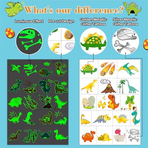 Leesgel Temporary Tattoos for Kids - Dinosaur Fake Tattoos for Birthday Decoration, Party Favors, Prizes for Classroom, Trick or Treat, Goodie Bag Stuffers, Stocking Stuffers and Gifts-37 Styles - Image 3