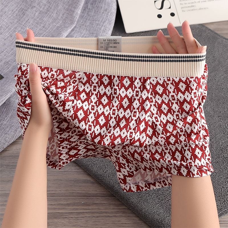 Men'S Printed Cool Boxer Briefs, Thin Breathable Shorts For Young Men, Trendy Ice Silk Underpants - Image 4