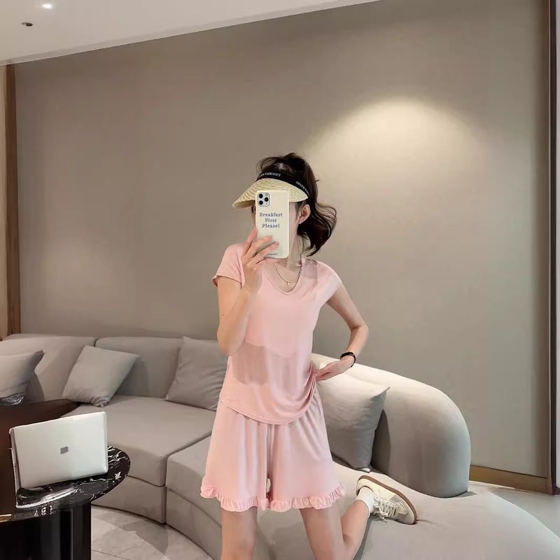 Modal V-Neck Sleeveless T-Shirt Women's Summer Thin Half-Sleeve Loose plus size All-Match Base Shirt Outer Wear T-Shirt Top - Image 5