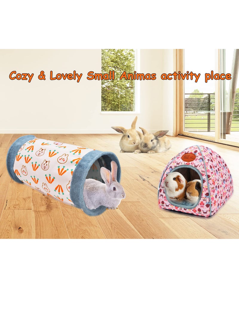 SYOSI - Animal  Hideaway Toy, Small Animal Tunnel Toy Rabbit Activity Tube Hamster Hideout Pink Dwarf Rabbit Tunnel Kitty Play Tunnel Small Pet Tunnel Tube for Dwarf Rabbits Kitty - Image 1