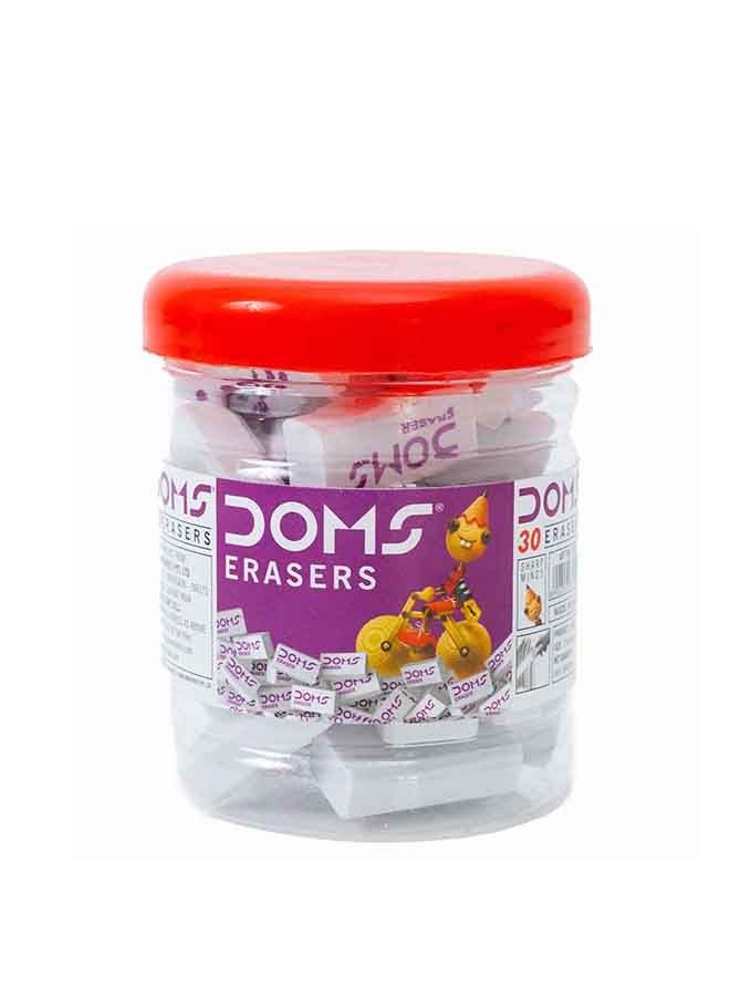 Doms Eraser set, White Sharp Minds eraser set- 30pcs - Image 1