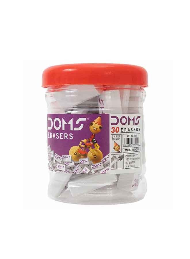 Doms Eraser set, White Sharp Minds eraser set- 30pcs - Image 3