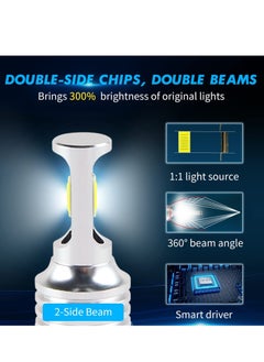 Excefore H7 LED Headlight Bulbs, 120W All Sides Emitting High Brightness LED Low Beam/High Beam, 4000 Lumens Bright LED Light, Quick Installation, LED Bulb for Car Fog Light Daytime Running  - Image 5
