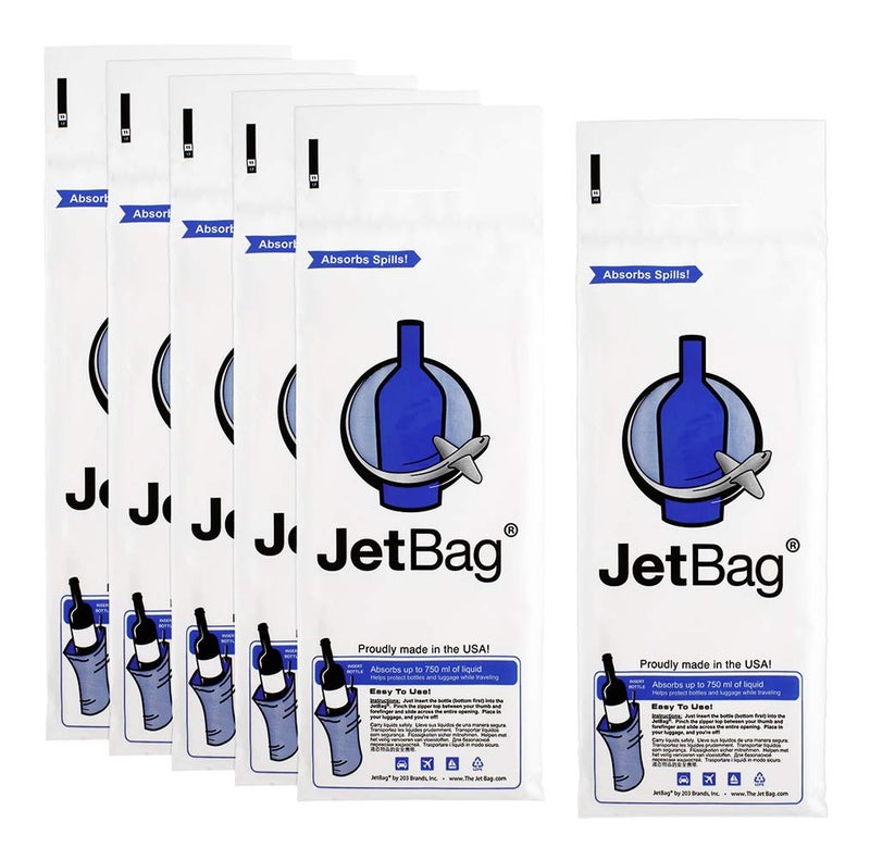 JetBag JetBag - Wine Bag for Travel (Set of 6, BOLD edition) - The Original ** ABSORBENT ** Reusable & Protective Bottle Bags - MADE IN THE USA  - Image 1