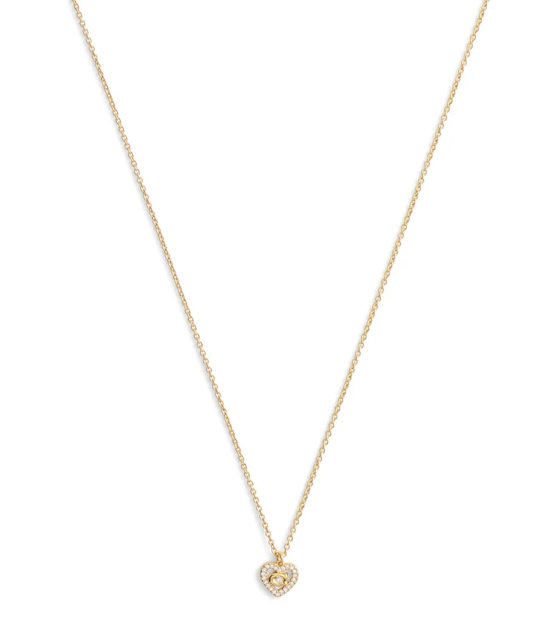 COACH Signature C Pavé Heart Pendant Necklace