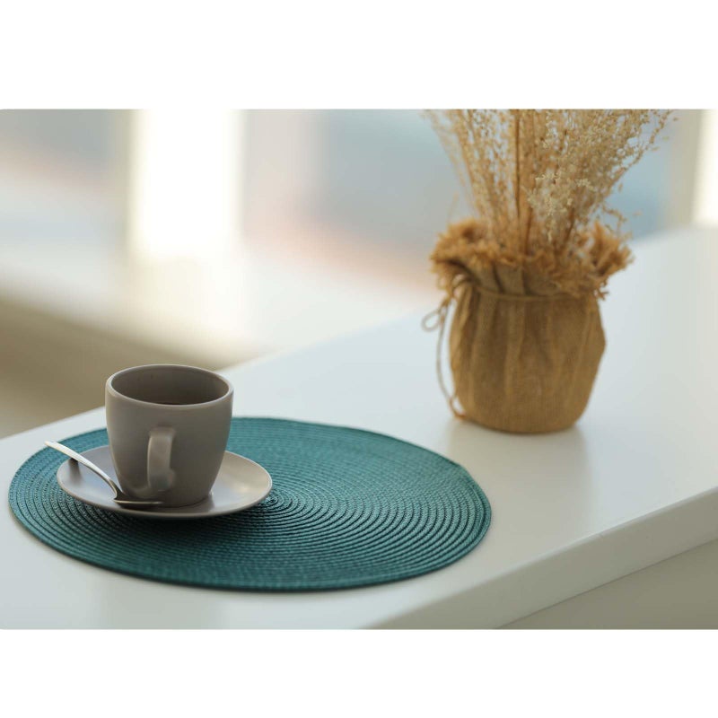 FunWheat Round Braided Placemats Set of 4 Place Mats for Dining Tables Woven Washable Non-Slip Table mats Small 13 inch(S Teal, 4pcs) - Image 4