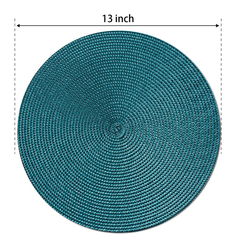 FunWheat Round Braided Placemats Set of 4 Place Mats for Dining Tables Woven Washable Non-Slip Table mats Small 13 inch(S Teal, 4pcs) - Image 5