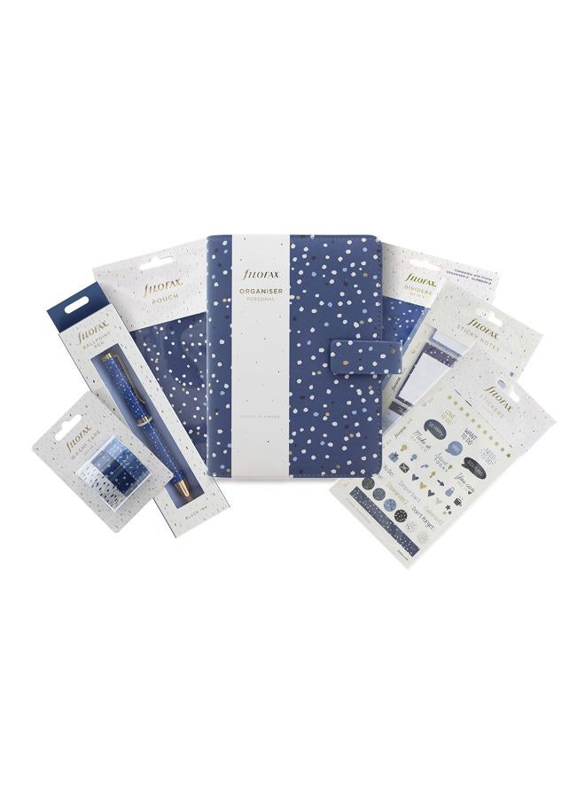 FILOFAX منظم إنديغو، حجم A5، فروس - غلاف يشبه الجلد مع لمسات من الذهب، ستة حلقات، تقويم يومي أسبوعي، متعدد اللغات، 2024 (C028742-24) - Image 2