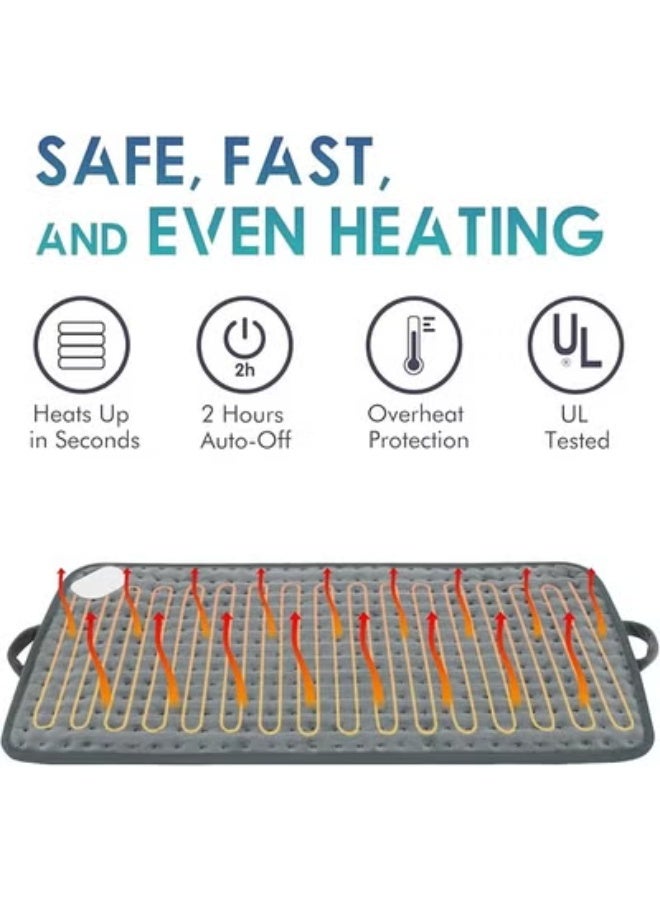 وسادة تدفئة كهربائية متعددة الاستخدامات – 12×24 بوصة مع مقابض – تخفيف آلام الرقبة والكتفين والظهر – 6 مستويات حرارة للعضلات المتعبة - Image 3