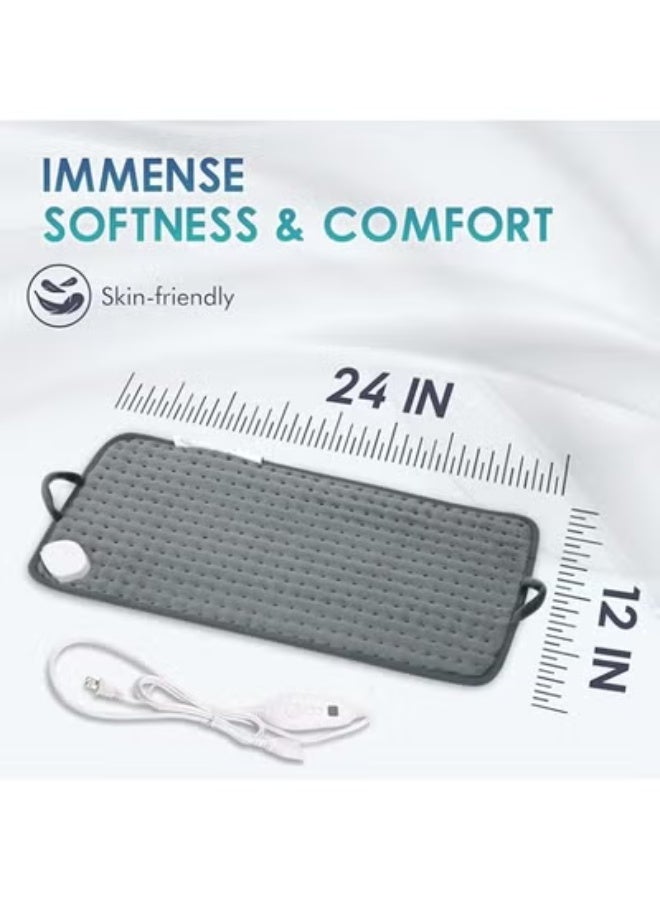 وسادة تدفئة كهربائية متعددة الاستخدامات – 12×24 بوصة مع مقابض – تخفيف آلام الرقبة والكتفين والظهر – 6 مستويات حرارة للعضلات المتعبة - Image 4