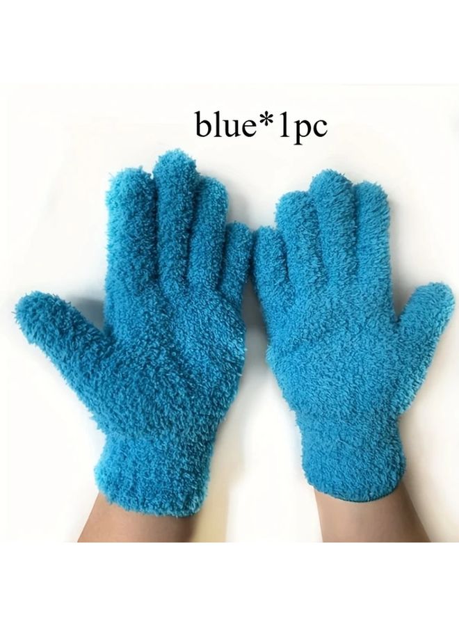 Blue Coral Fleece Dusting Glove Stretchable Breathable for Cars Boats RVs Pools Home Surfaces - Image 1