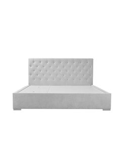 DANUBE HOME Austin 4Pieces Bedroom Set 150 X 200 Modern Design Wooden Bedroom Set Furniture Upholstered Queen Bed And Nightstand Dresser And Mirror - Light Grey / White/Walnut  - Image 3