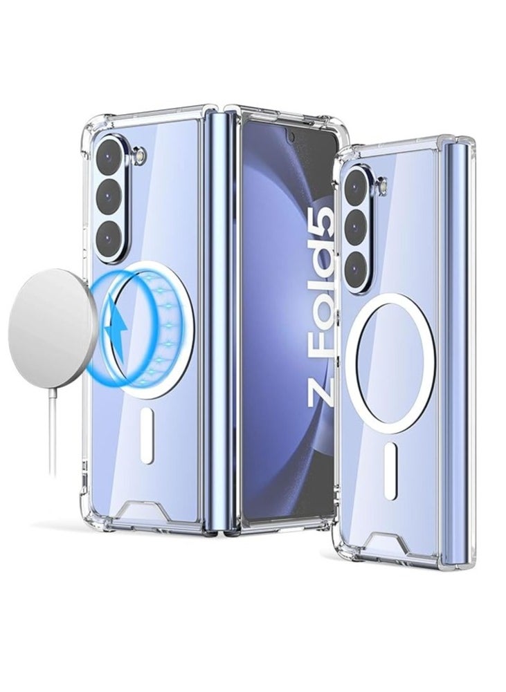 Case for Samsung Galaxy Z Fold 5 Clear Case,Compatible with MagSafe Transparent Shockproof Protection Yellowing Resistant Magnetic Phone Case for Galaxy Z Fold 5 5G (2023)-Clear  - Image 1