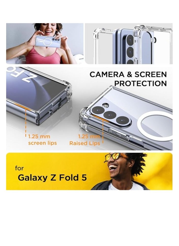 Case for Samsung Galaxy Z Fold 5 Clear Case,Compatible with MagSafe Transparent Shockproof Protection Yellowing Resistant Magnetic Phone Case for Galaxy Z Fold 5 5G (2023)-Clear  - Image 2