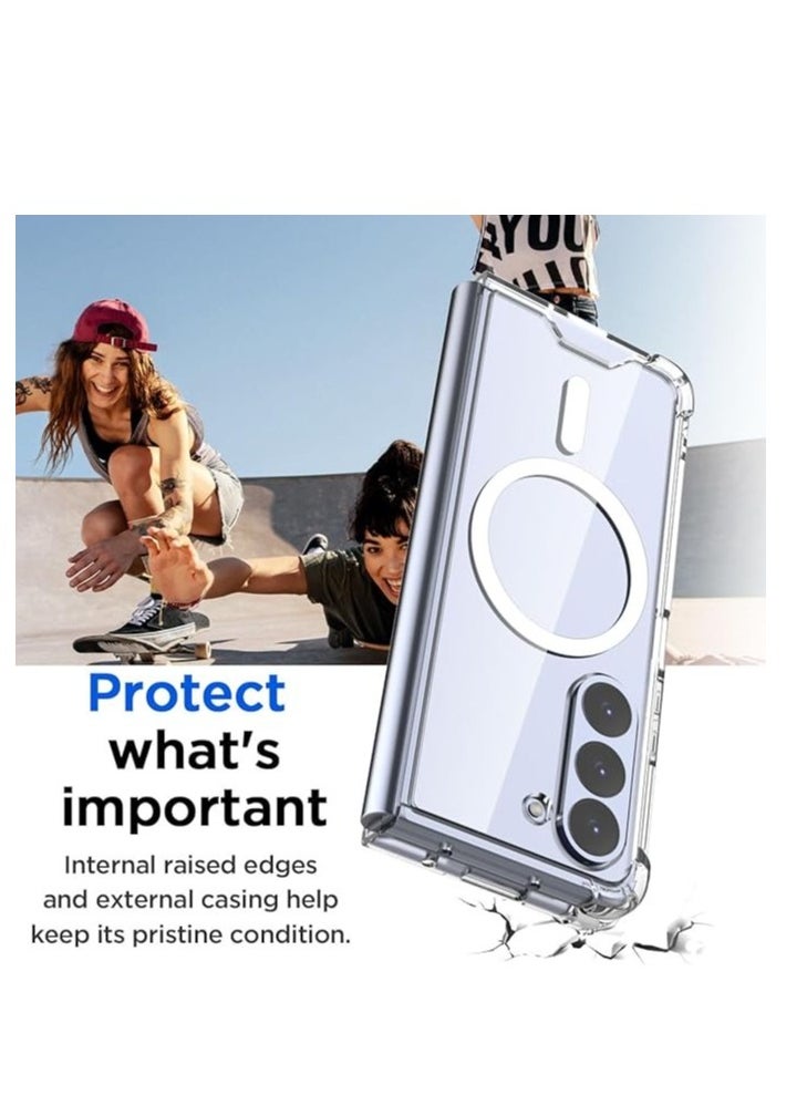 Case for Samsung Galaxy Z Fold 5 Clear Case,Compatible with MagSafe Transparent Shockproof Protection Yellowing Resistant Magnetic Phone Case for Galaxy Z Fold 5 5G (2023)-Clear  - Image 3