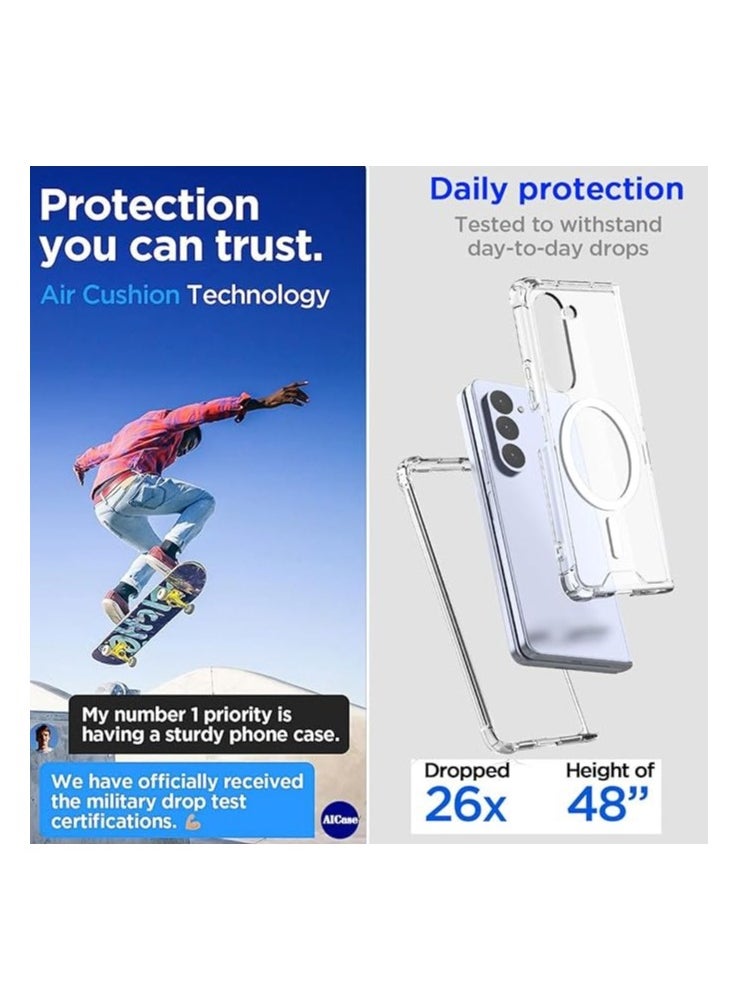 Case for Samsung Galaxy Z Fold 5 Clear Case,Compatible with MagSafe Transparent Shockproof Protection Yellowing Resistant Magnetic Phone Case for Galaxy Z Fold 5 5G (2023)-Clear  - Image 4