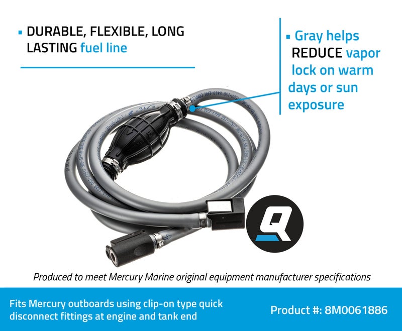 Quicksilver 8M0061886 Fuel Line Assembly - 8 Feet Long with Primer Bulb - Image 2
