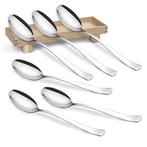 Parage 6 Pieces Stainless Steel Table Spoon Set for Home & Kitchen, 18.5 cm Long, Tea, Coffee, Sugar, Condiments & Spices, Dining Tableware Set, Silver - Image 1