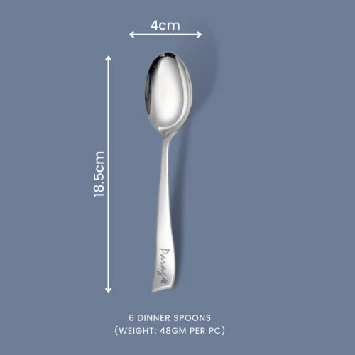 Parage 6 Pieces Stainless Steel Table Spoon Set for Home & Kitchen, 18.5 cm Long, Tea, Coffee, Sugar, Condiments & Spices, Dining Tableware Set, Silver - Image 3