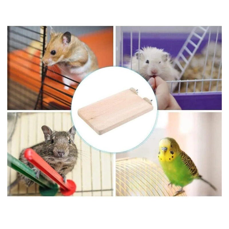 6 Pcs Wood Square Stand Platform Cage Board Hamster Chinchilla Pet Springboard Branch Perches for Bird Toys 10x10x1cm - Image 4