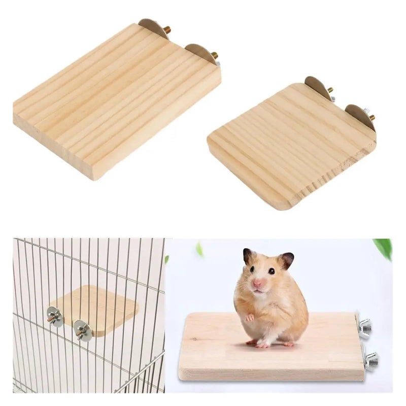 6 Pcs Wood Square Stand Platform Cage Board Hamster Chinchilla Pet Springboard Branch Perches for Bird Toys 10x10x1cm - Image 3