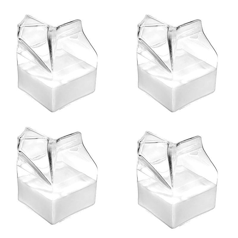 Glass Milk Carton Clear Mini Creamer Container Creamer Pitcher Gift ChoicePack of 4