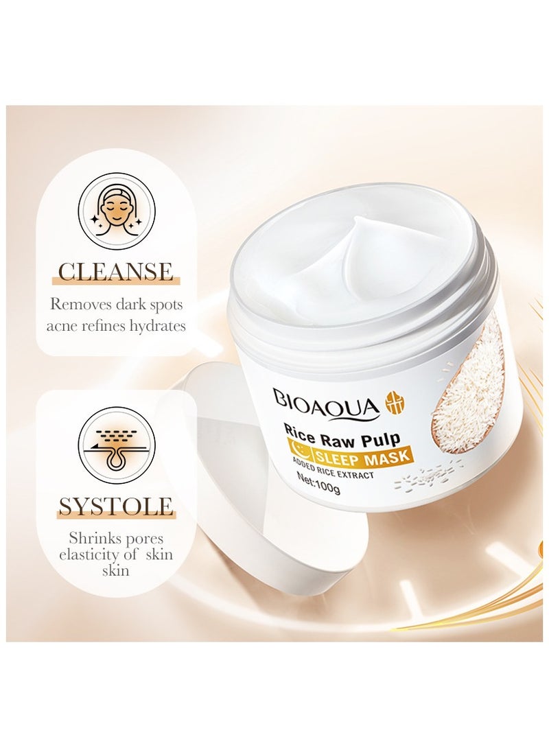 BIOAOUA Rice Sleeping Mask - Overnight Repair & Brightening Facial Treatment, Deeply Hydrates & Refines Pores for Glowing Morning Skin - Image 5
