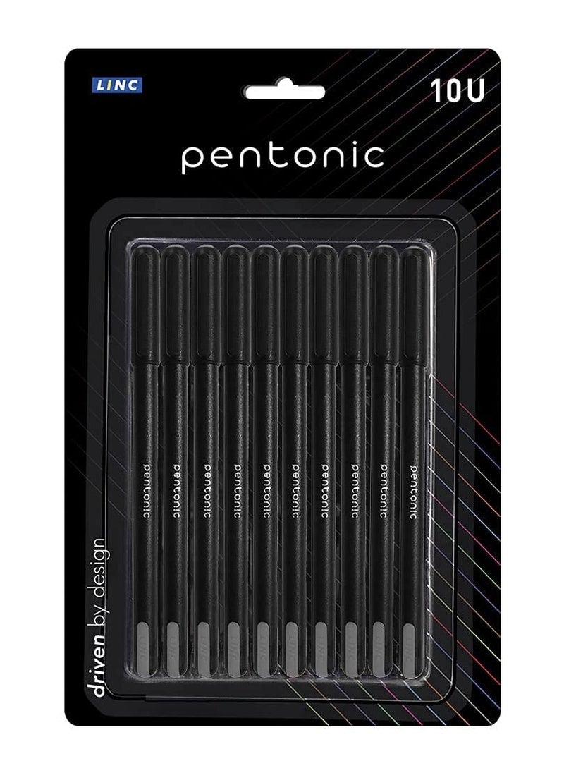 Pentonic - Pentonic 0.7 mm Ball Pen Blister Pack | Black Body | Black Ink | Set of 10 Pens - Image 1
