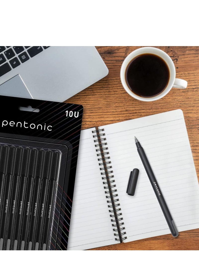 Pentonic - Pentonic 0.7 mm Ball Pen Blister Pack | Black Body | Black Ink | Set of 10 Pens - Image 1