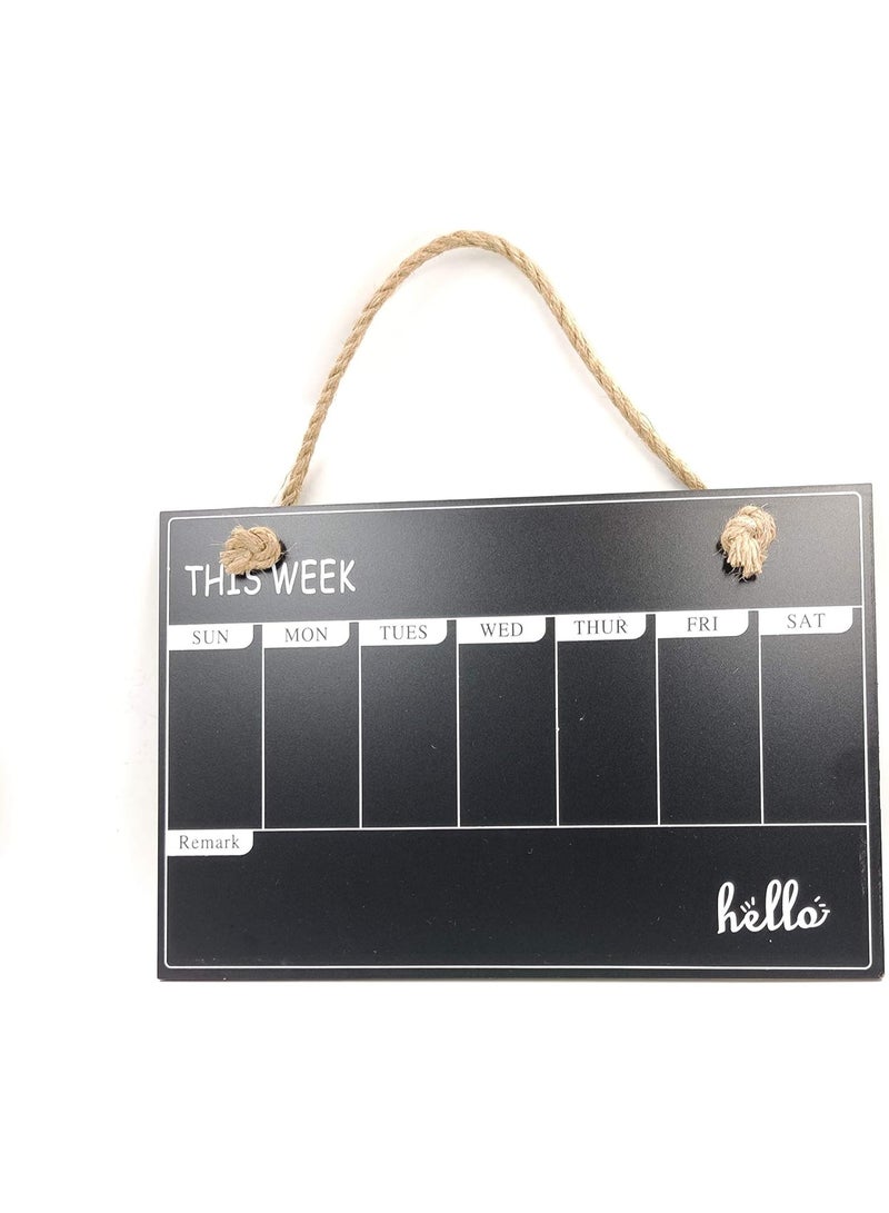 One Week Density Chalk Wall-Mounted Blackboard Planner Wall Decoration Sign for Kitchen to Do List Grocery List Office Children Reusable (Big Hanging Week Planner)