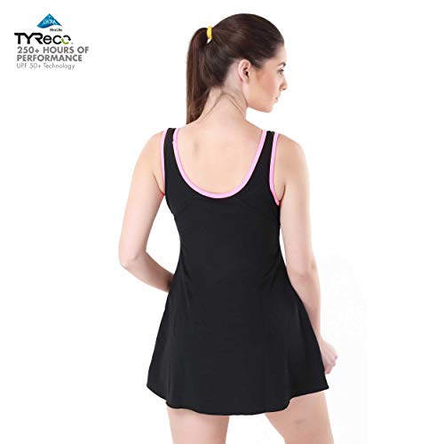 Tyr Girls' Blended Eco Solid Women Frocksuit (Black-neon Pink, 30/X-Small) - Image 2