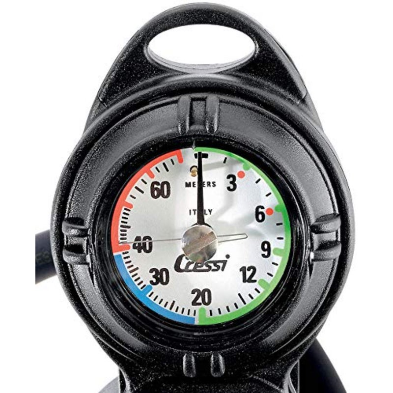 Console PD2 Pressure+Depth Gauge for diving applications, stainless steel housing, black with yellow accents, dual-function analog display with high-precision sensor - Image 4