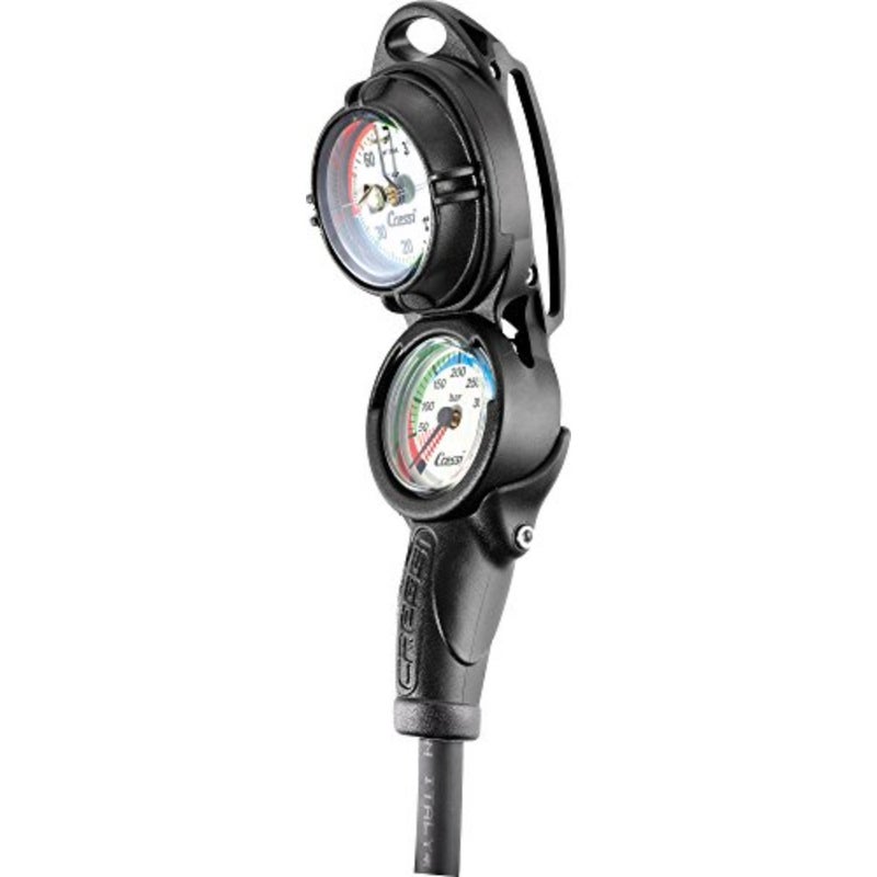 Console PD2 Pressure+Depth Gauge for diving applications, stainless steel housing, black with yellow accents, dual-function analog display with high-precision sensor - Image 3
