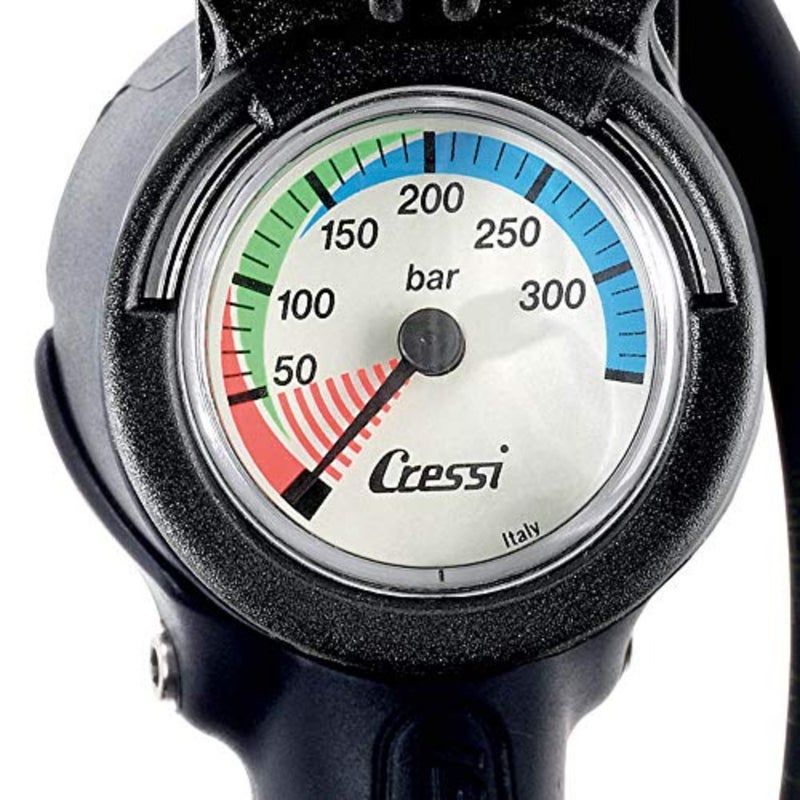 Console PD2 Pressure+Depth Gauge for diving applications, stainless steel housing, black with yellow accents, dual-function analog display with high-precision sensor - Image 5