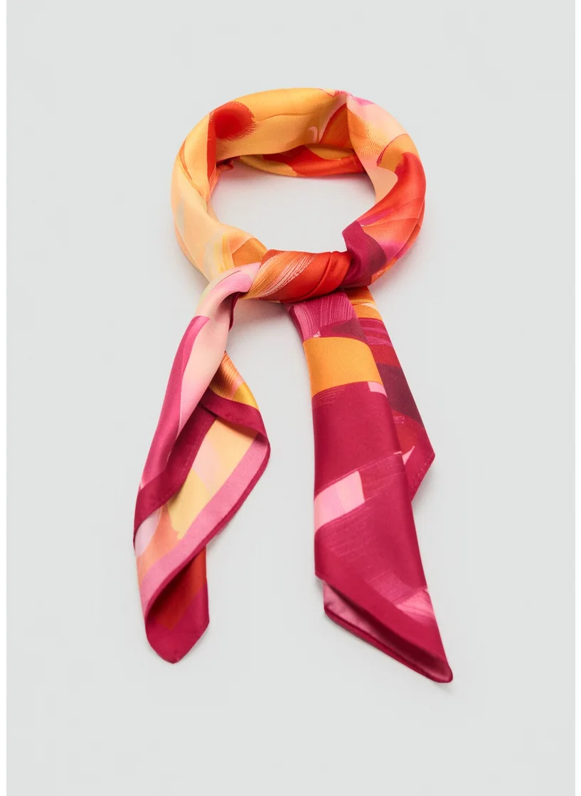 مانجو Abstract-Print Satin Scarf
