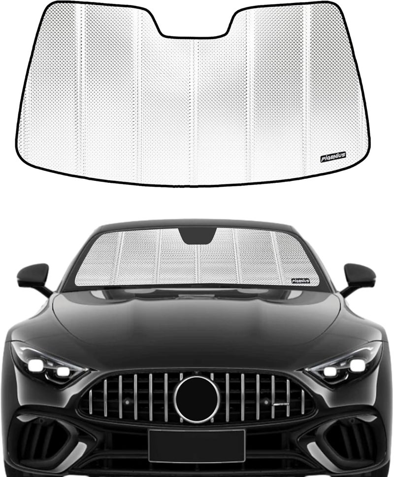 Pigenius Windshield Sun Shade for 2017-2023 Mercedes-Benz C-Class Convertible/Coupe. 2024 Upgrade Reflective Aluminum Film Front Window Sunshade for Maximum Interior Protection - Image 1