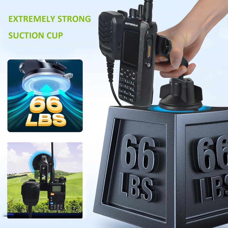 HYS Heavy Duty Radio & Remote Speaker Mic Suction Cup Mount - 3.54in Quick Install for SDS100 BCD436HP XPR7550 APX6000 - Image 5